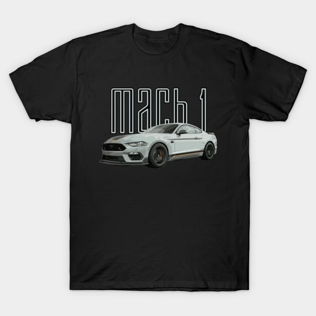 MACH 1 Mustang GT 5.0L V8 Performance Car Fighter Jet Gray T-Shirt by cowtown_cowboy